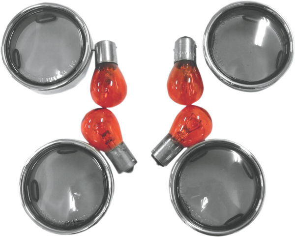 Smoke Turn Signal Lens Kit with Chrome Trim Rings