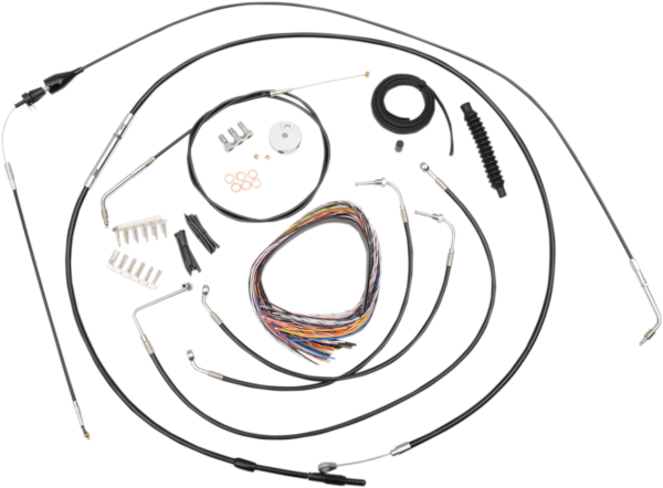 Complete Black Vinyl Braided Handlebar Cable/Brake Line Kit